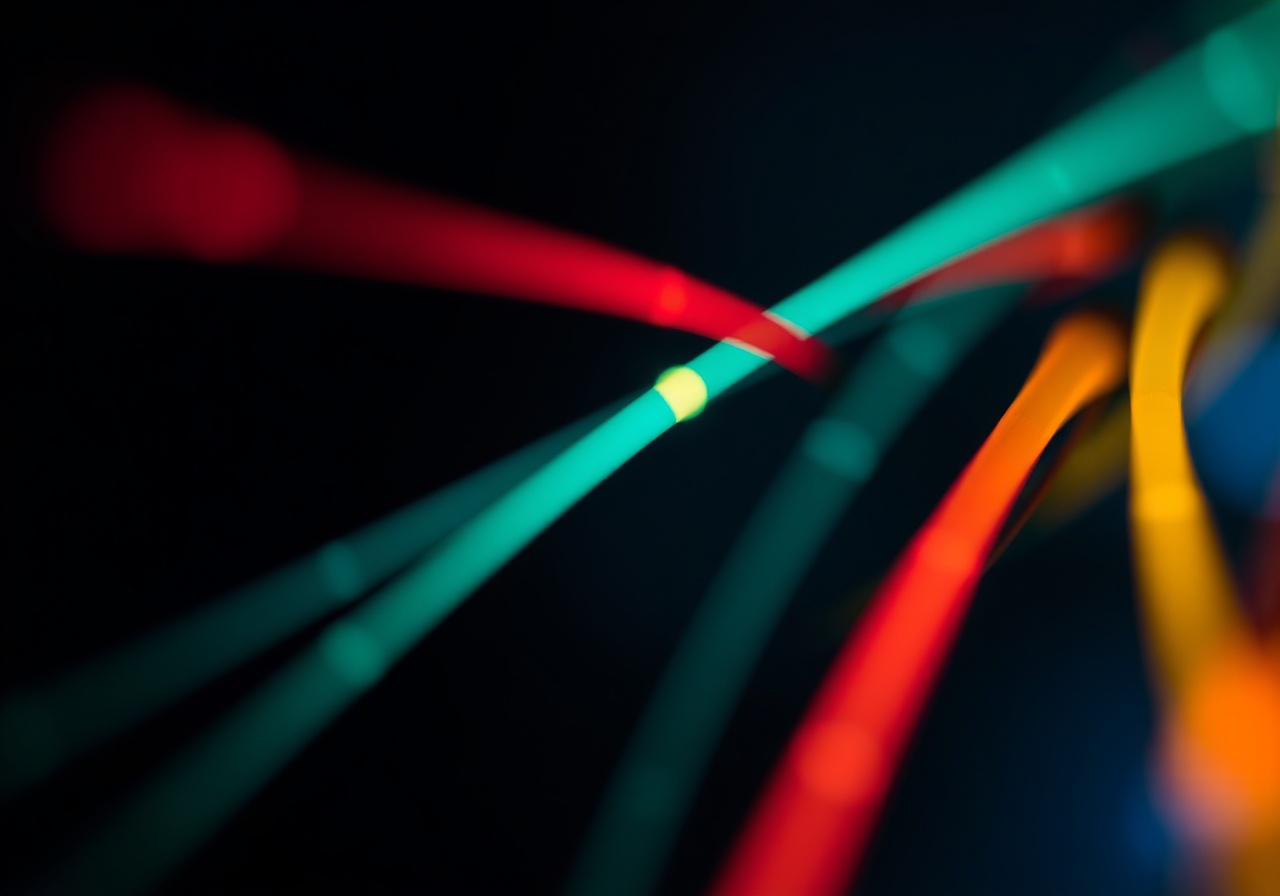 Abstract colorful network infrastructure and data flow visualization representing RSS technology